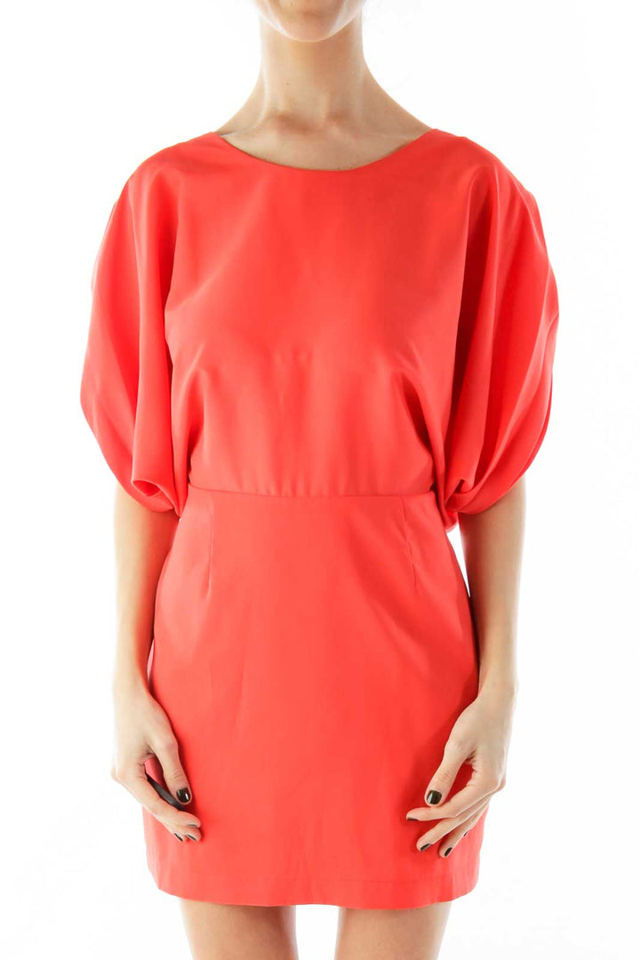 Orange Bat-Sleeve Day Dress