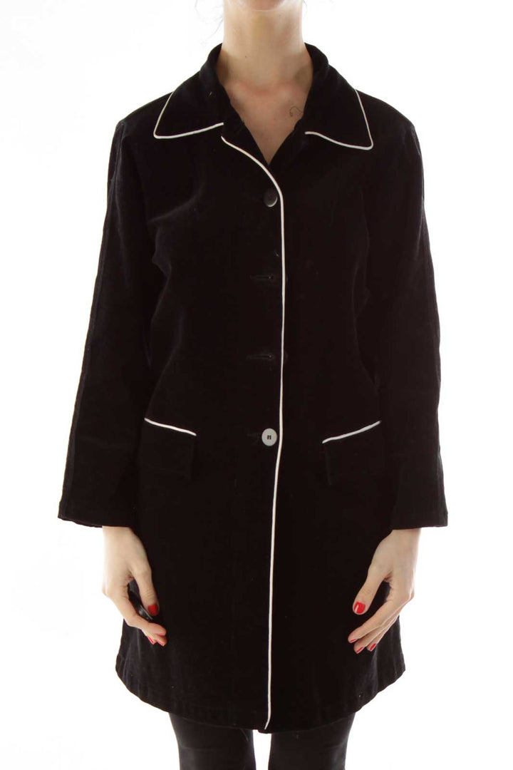 Black Buttoned Pocketed Coat