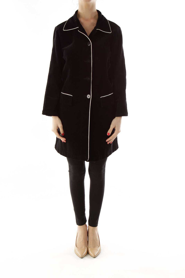 Black Buttoned Pocketed Coat