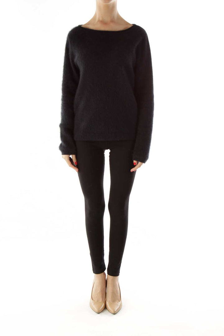 Black Rabbit Hair Knit Sweater