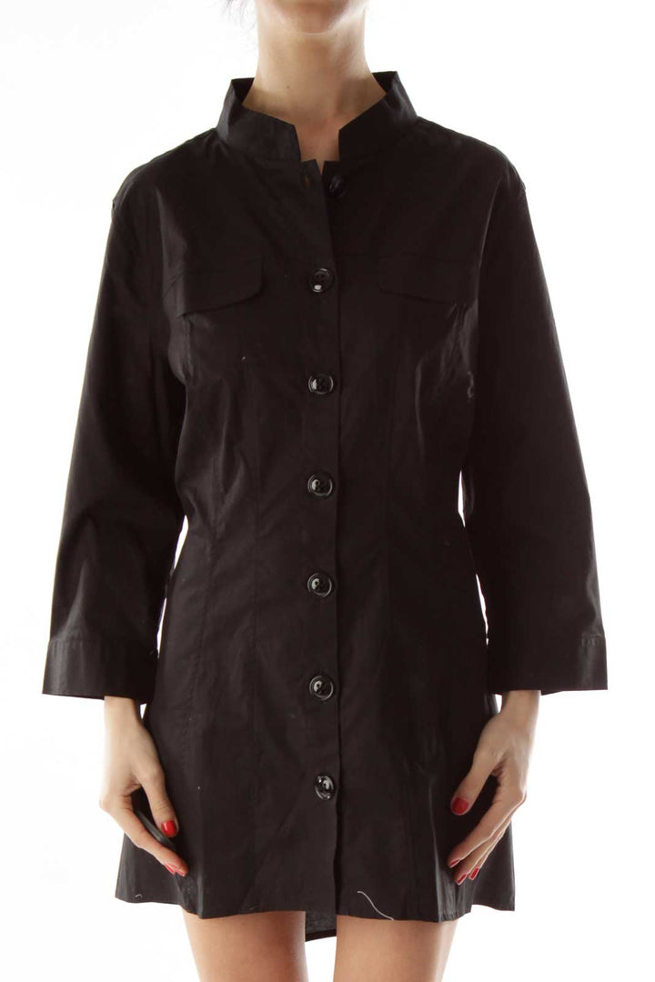 Black Buttoned Collared Shirt