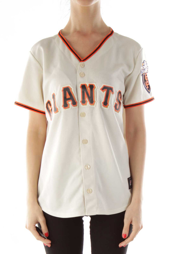 Beige Embroidered Giants Baseball Jersey