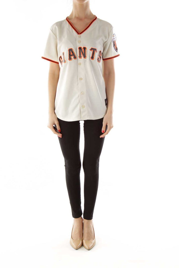 Beige Embroidered Giants Baseball Jersey