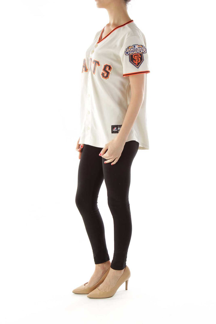 Beige Embroidered Giants Baseball Jersey