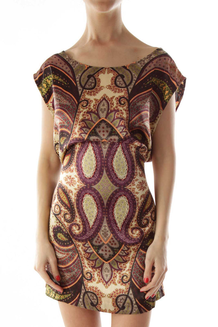 Multicolor Paisely Belted Dress