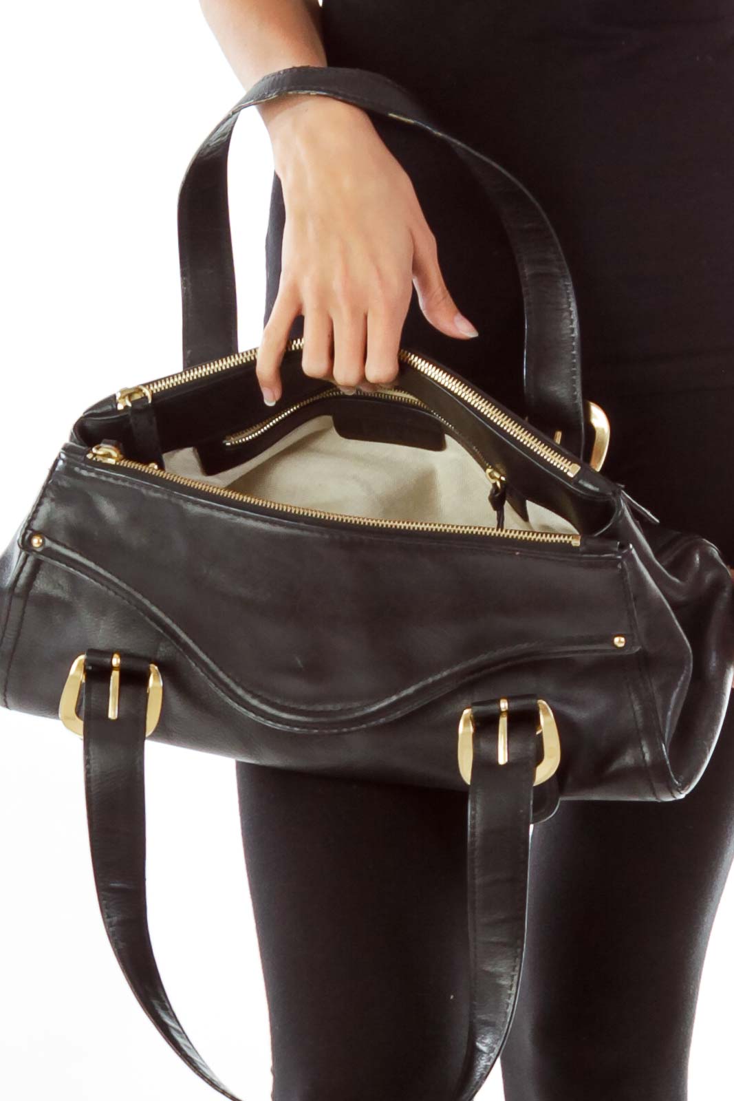 Black Leather Shoulder Bag