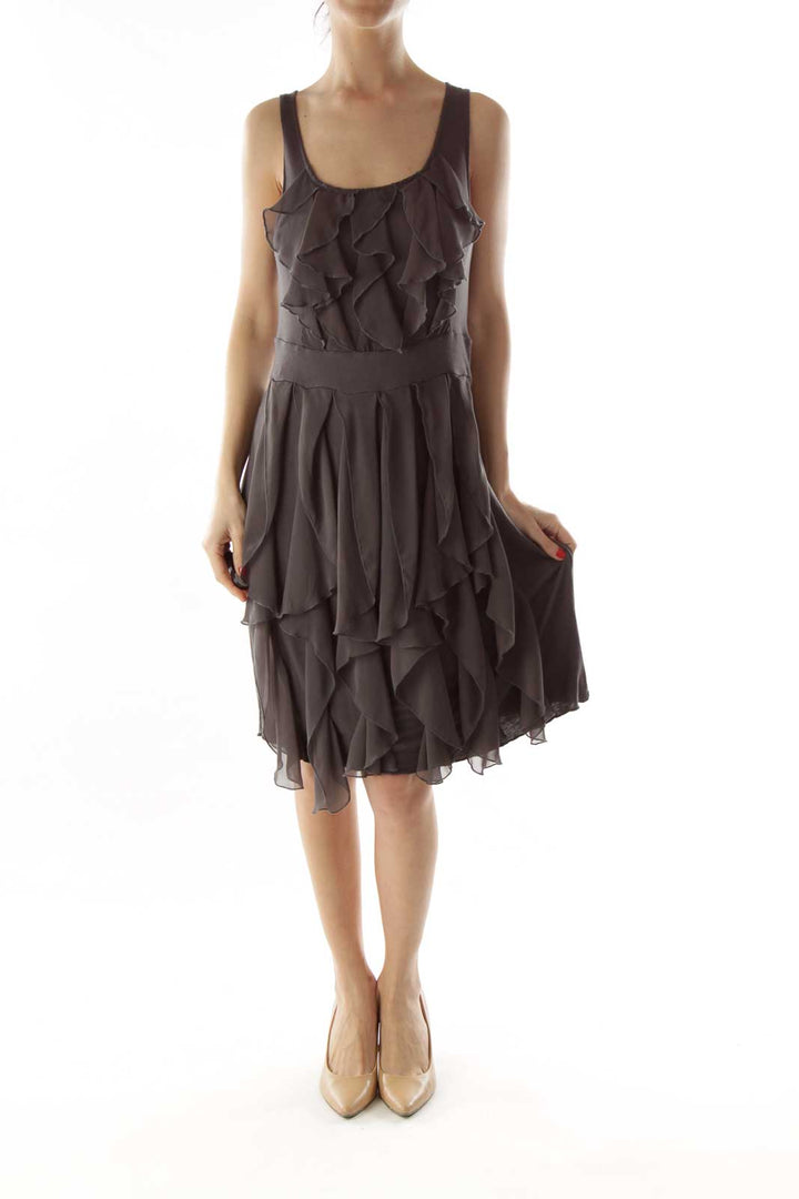 Gray Ruffled Day Dress