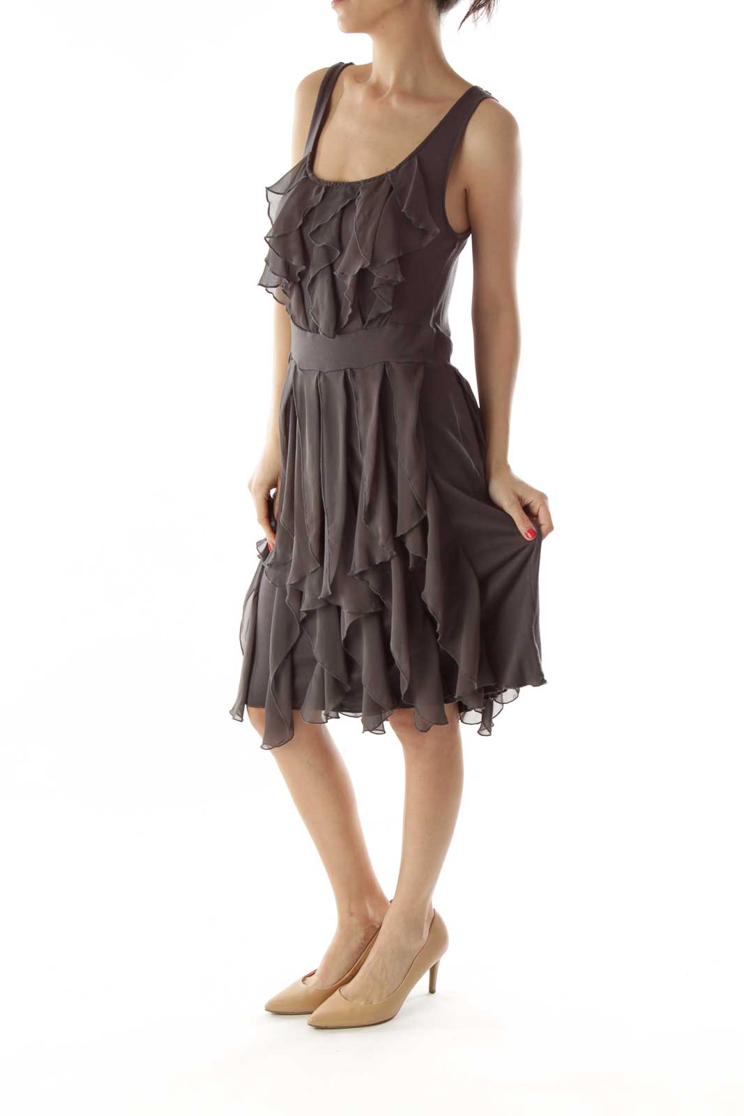 Gray Ruffled Day Dress