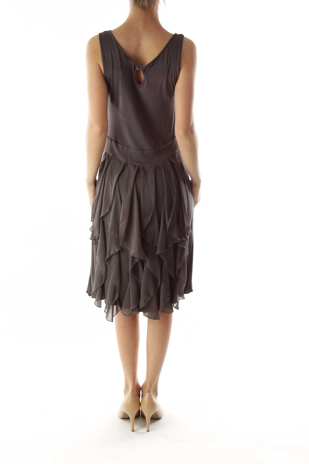 Gray Ruffled Day Dress