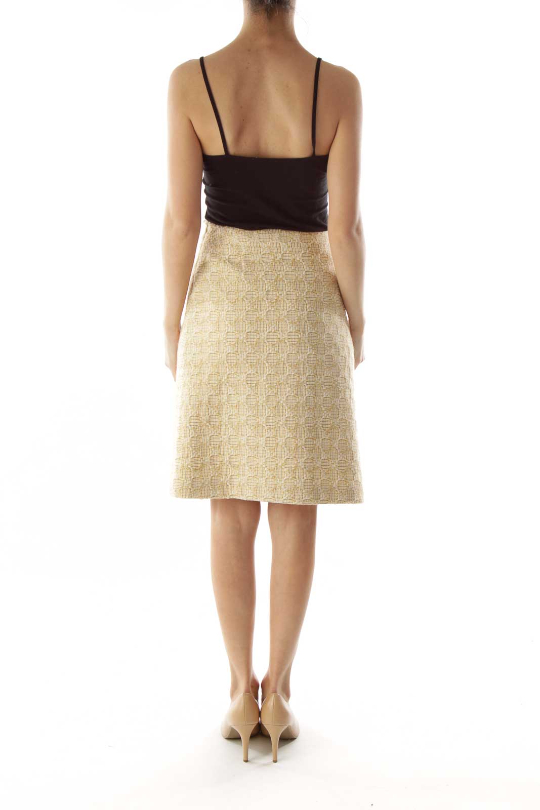 Yellow Brown Tweed A-Line Skirt