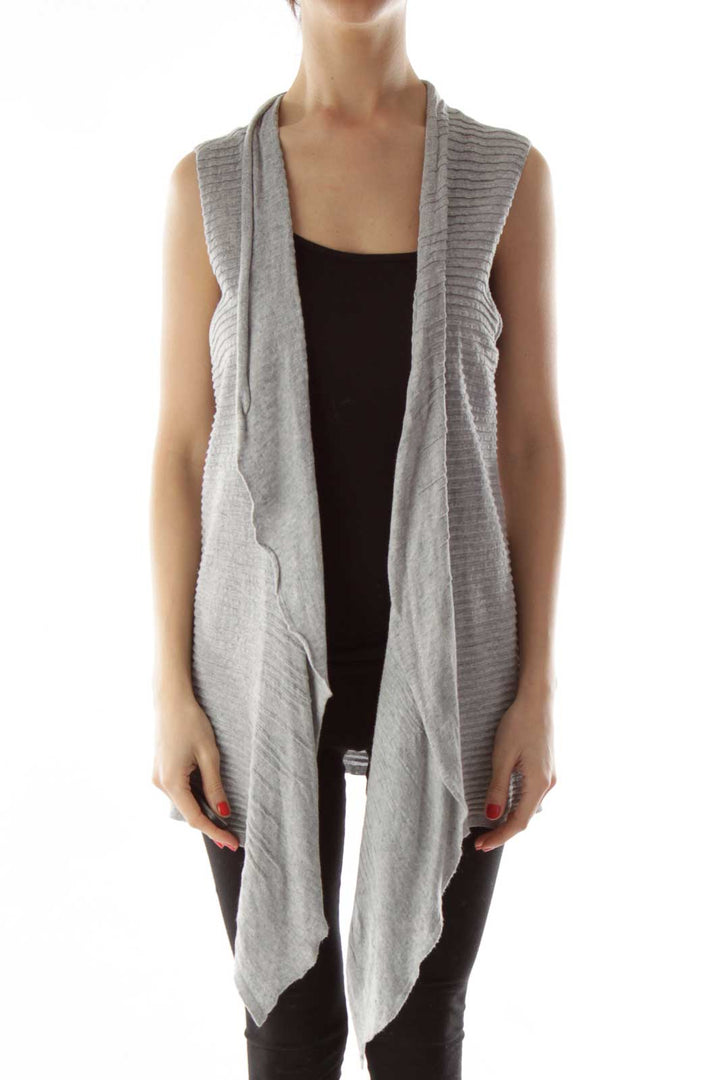 Gray Striped Knit Vest