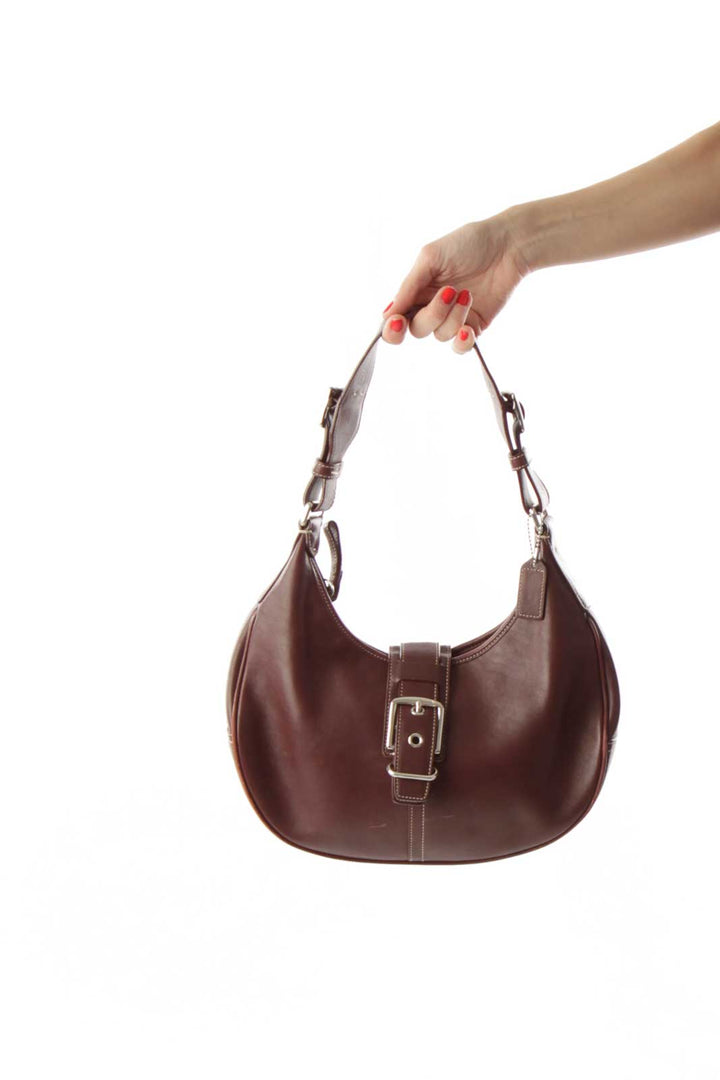 Brown Horseshoe Leather Shoulder Bag