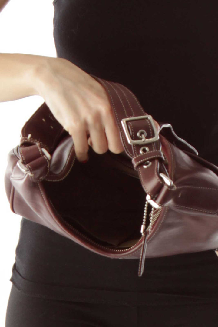 Brown Horseshoe Leather Shoulder Bag