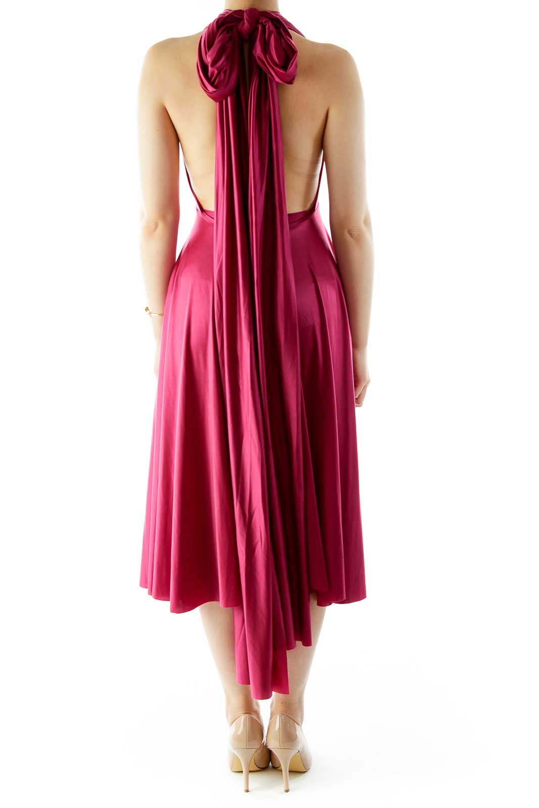 Pink Satin Wrap Cocktail Dress