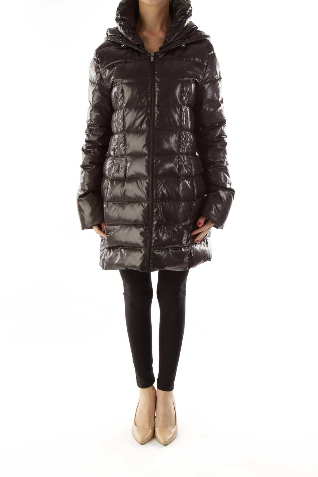 Black Puffy Hooded Jacket