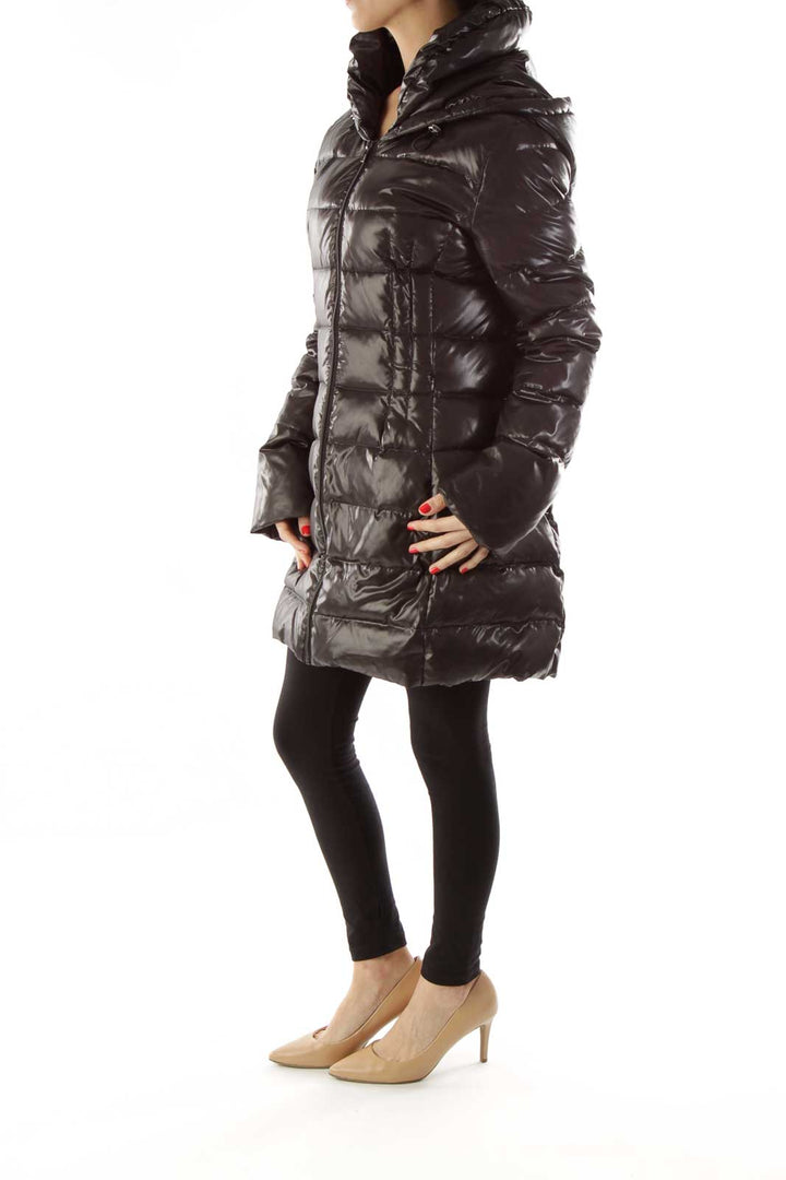 Black Puffy Hooded Jacket