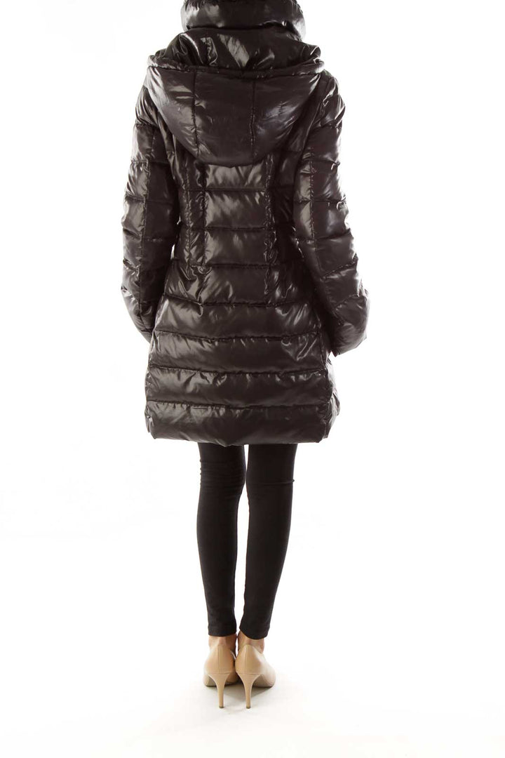 Black Puffy Hooded Jacket