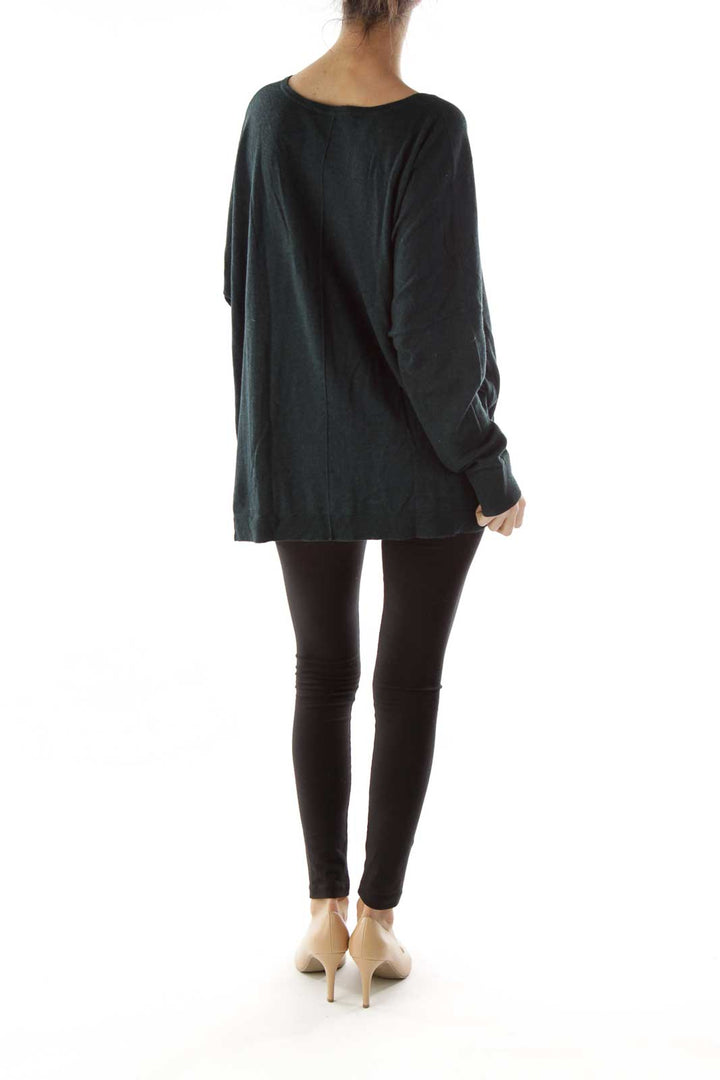 Green V Neck Oversized Sweater