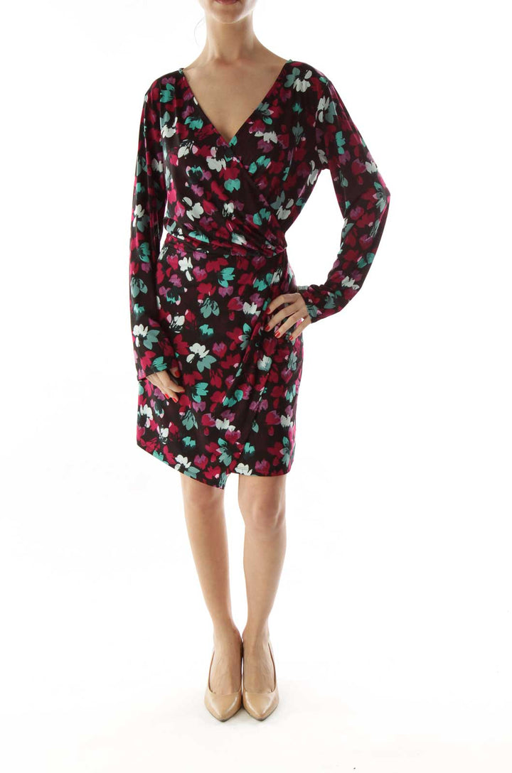 Multicolor V-Neck Wrap Dress