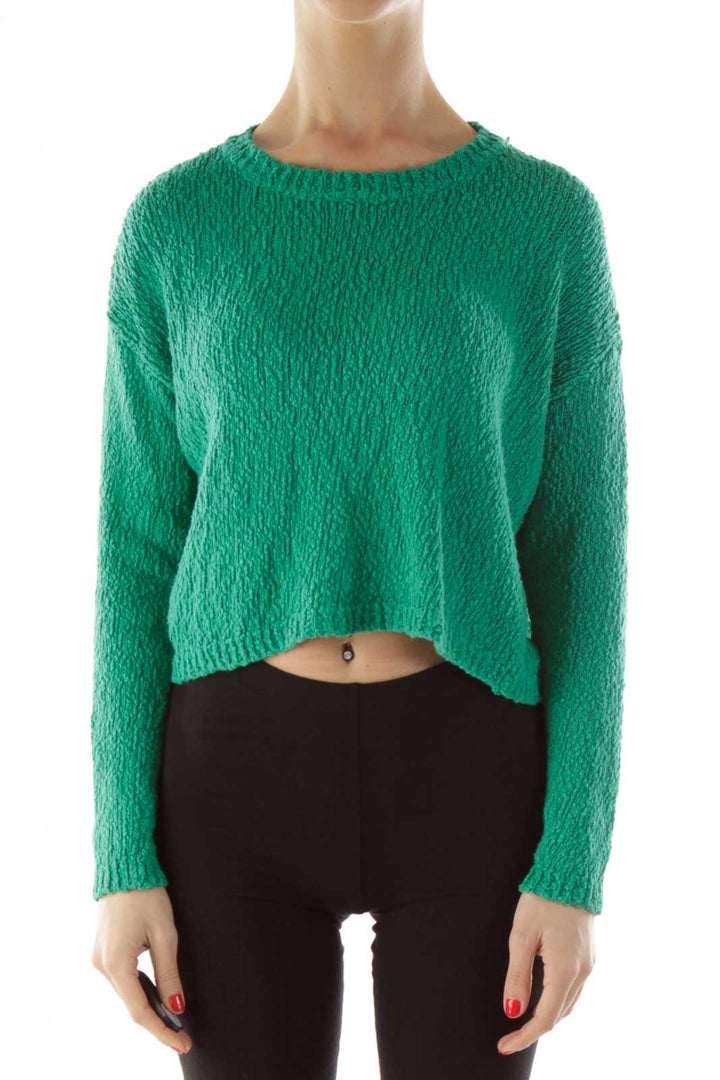 Green Knit Cropped Sweater