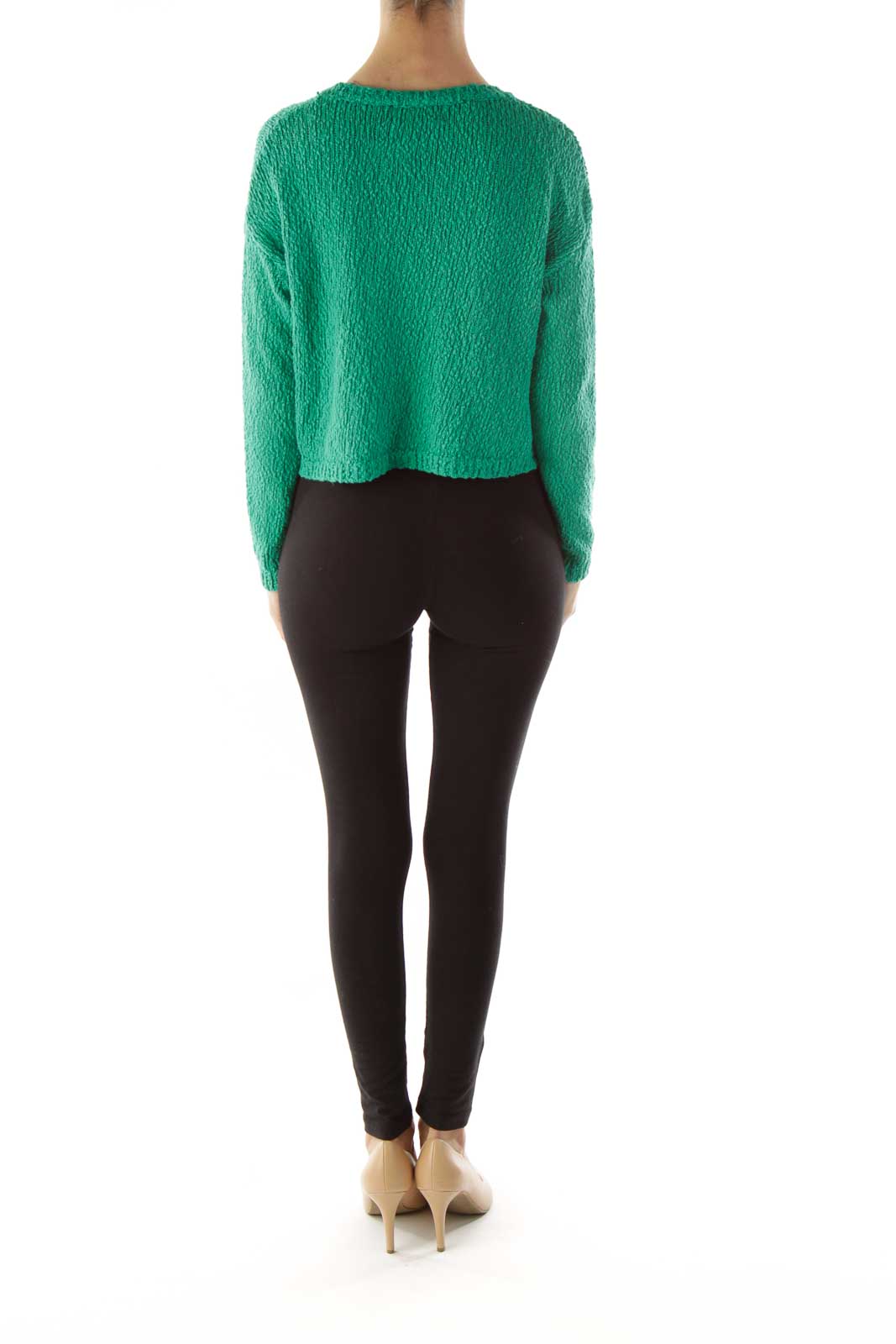 Green Knit Cropped Sweater