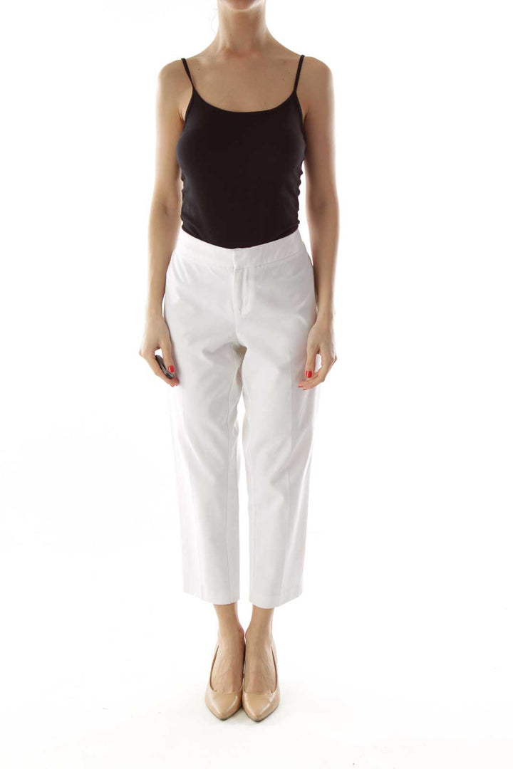 White Fitted Cropped Pants