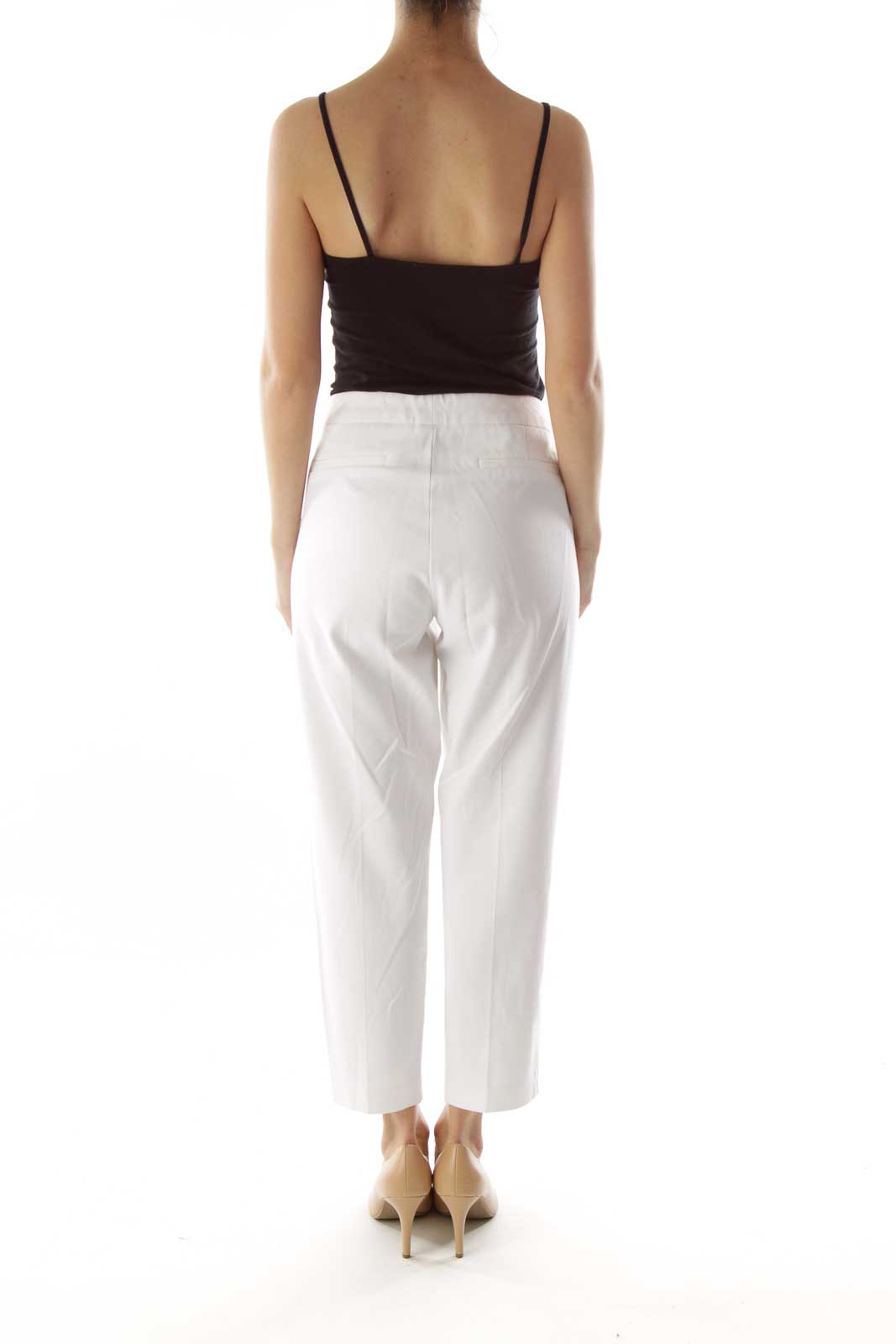 White Fitted Cropped Pants