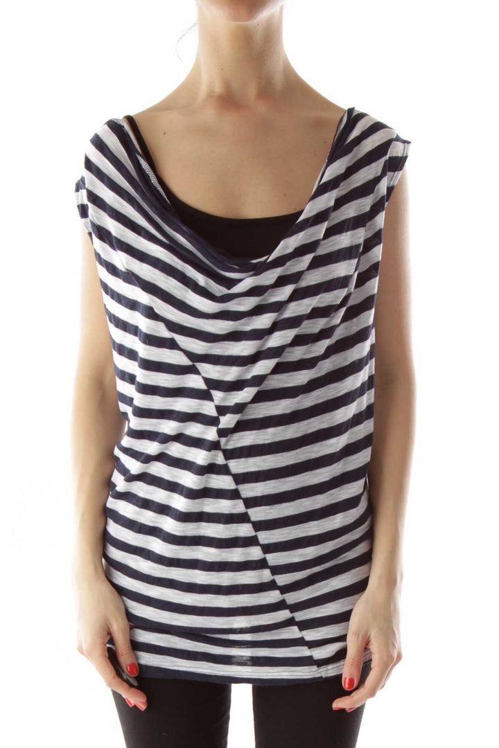 Navy & White Striped Tank Top