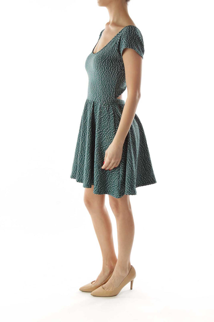 Green Textured A-Line Dress