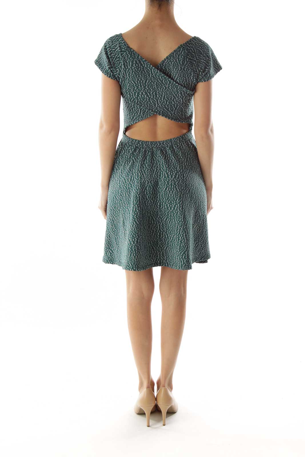 Green Textured A-Line Dress