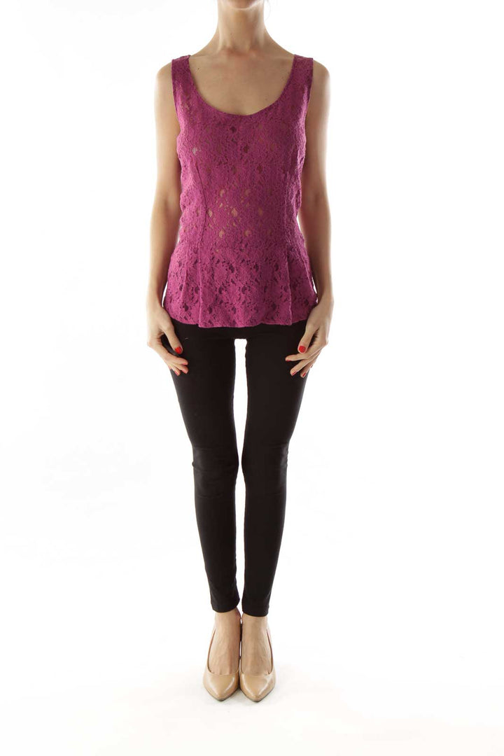 Purple Lace Sleeveless Blouse