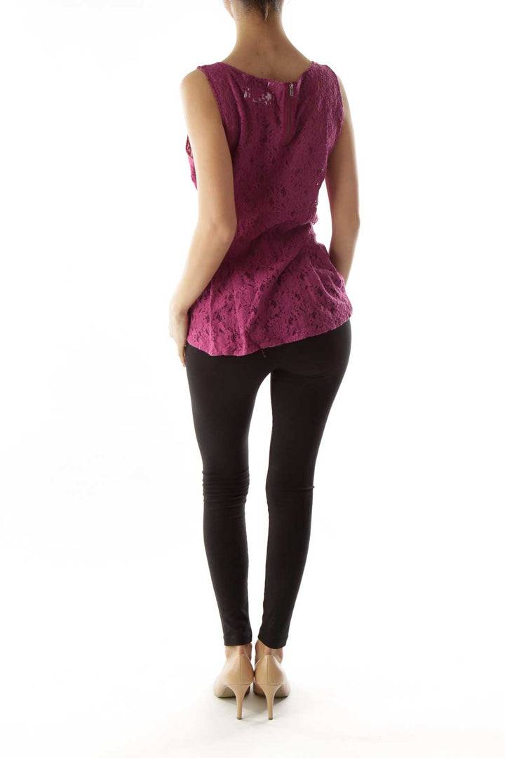 Purple Lace Sleeveless Blouse