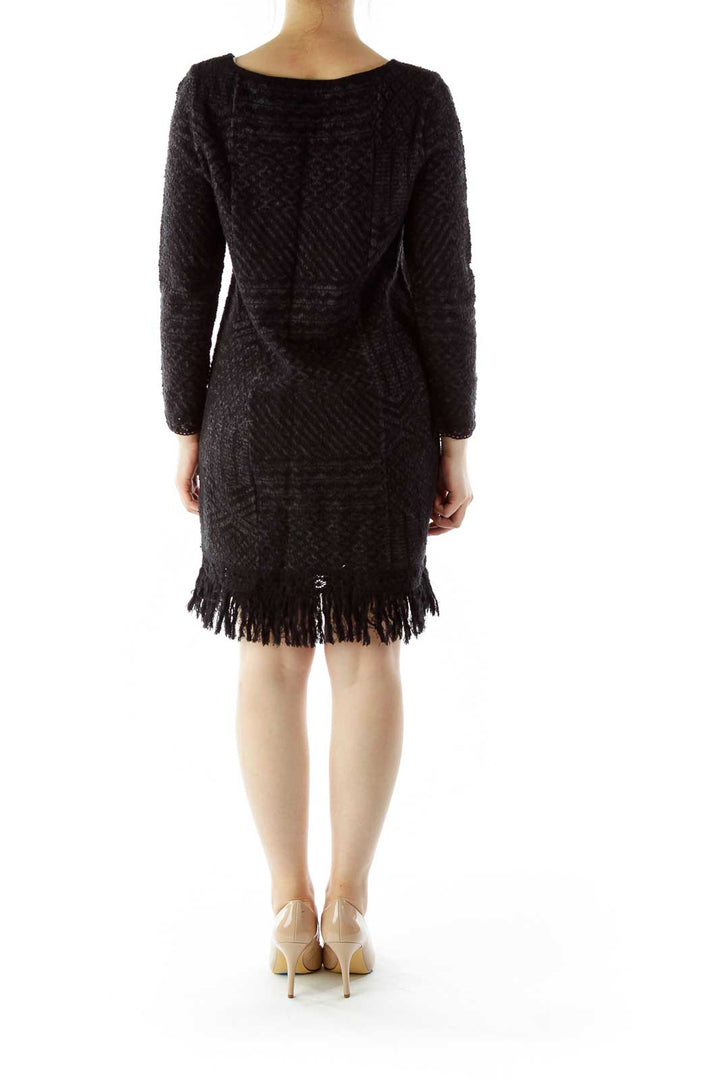 Black Knit Dress with Tassles