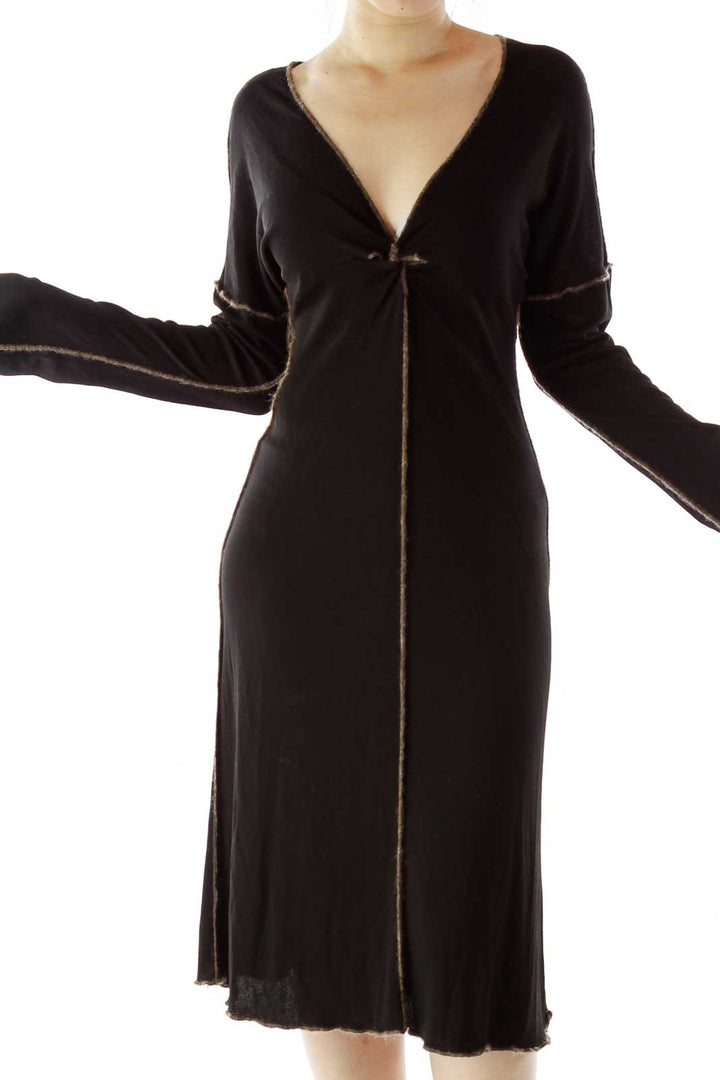 Black Long Sleeve Fitted Dress