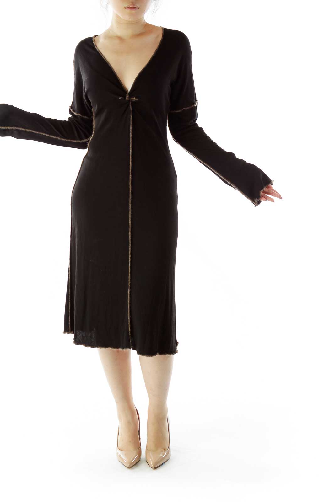 Black Long Sleeve Fitted Dress