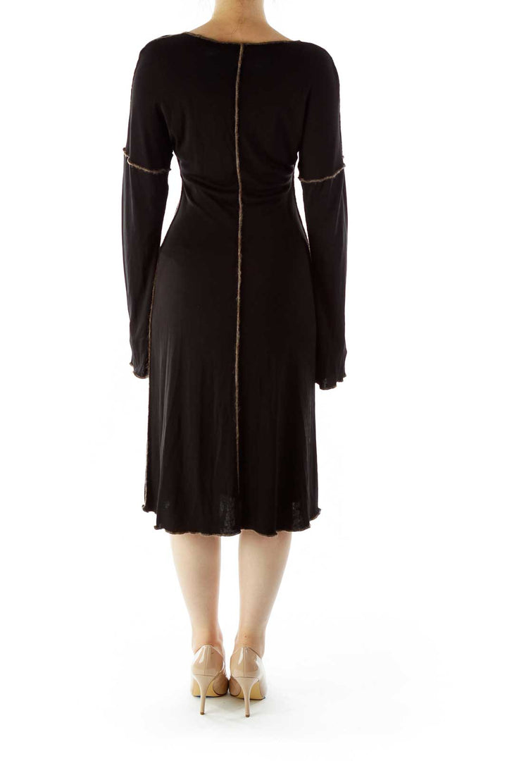 Black Long Sleeve Fitted Dress