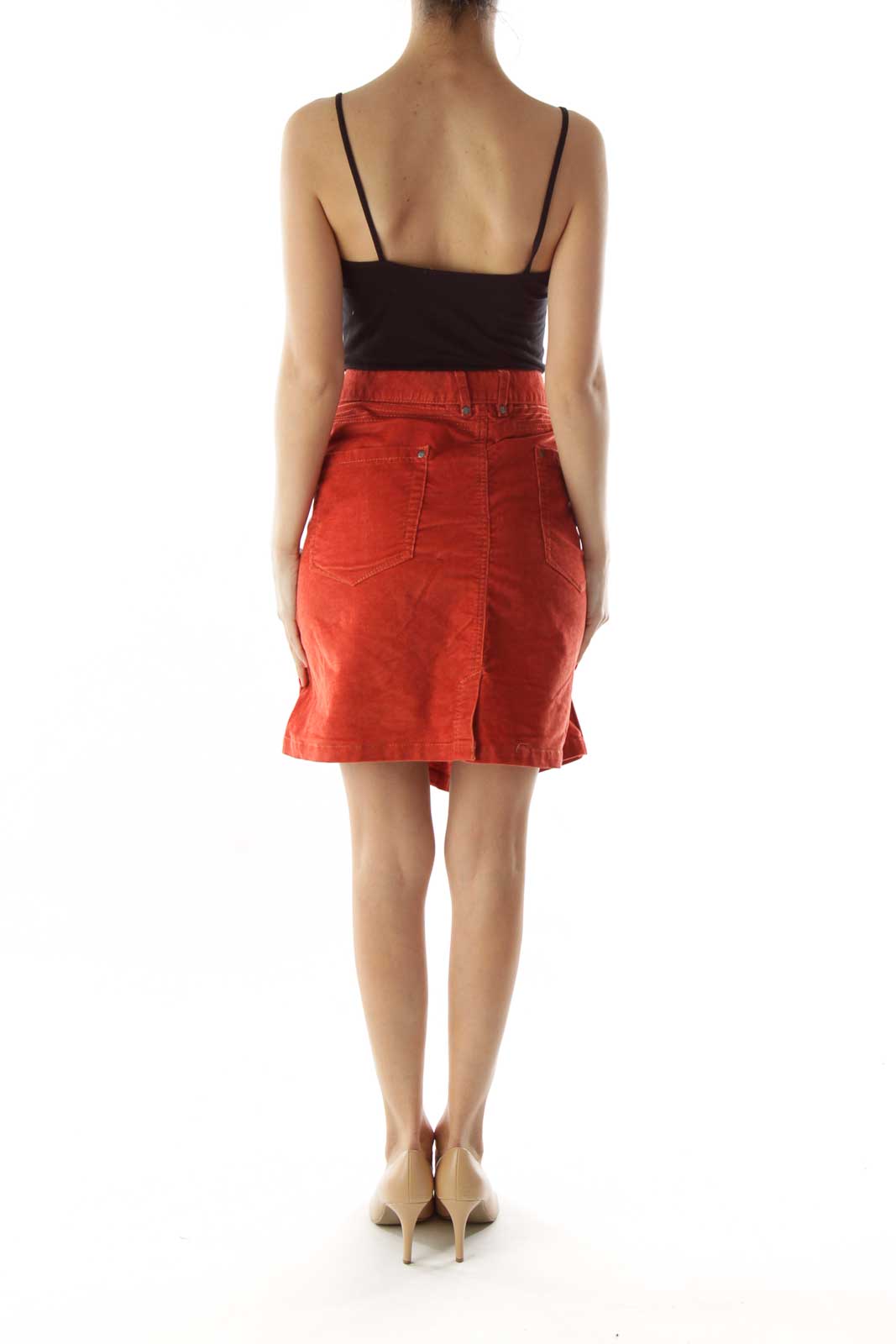 Red Corduroy Mini Skirt