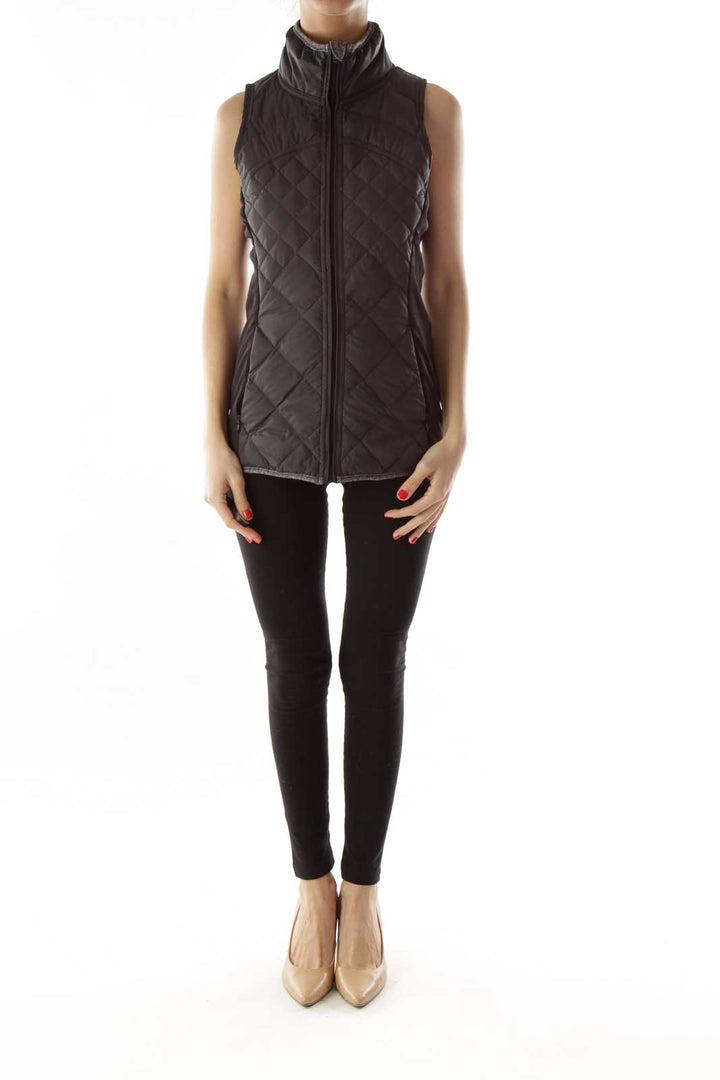 Black Quilted Goose Down Vest