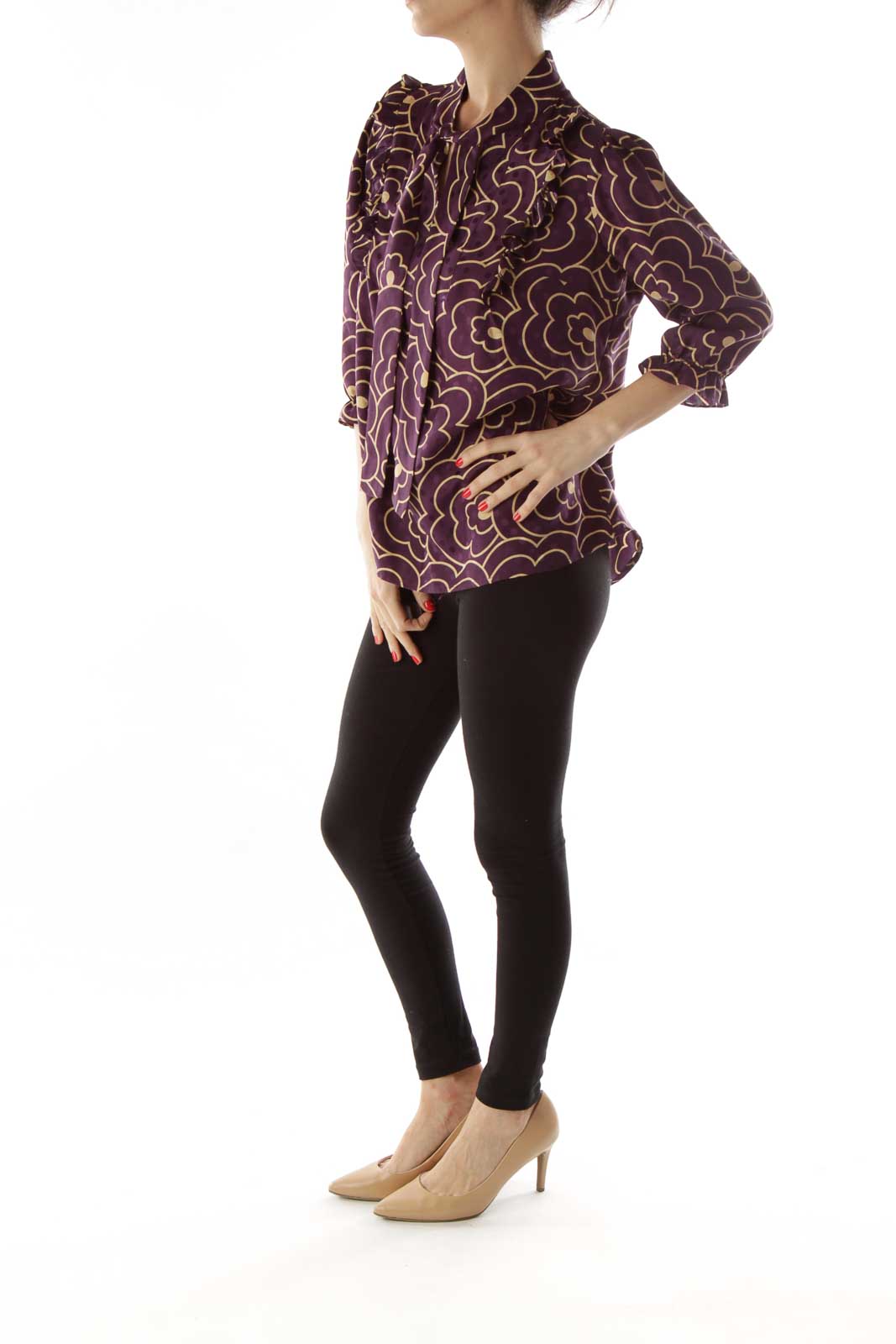 Purple Gold Silk Blouse