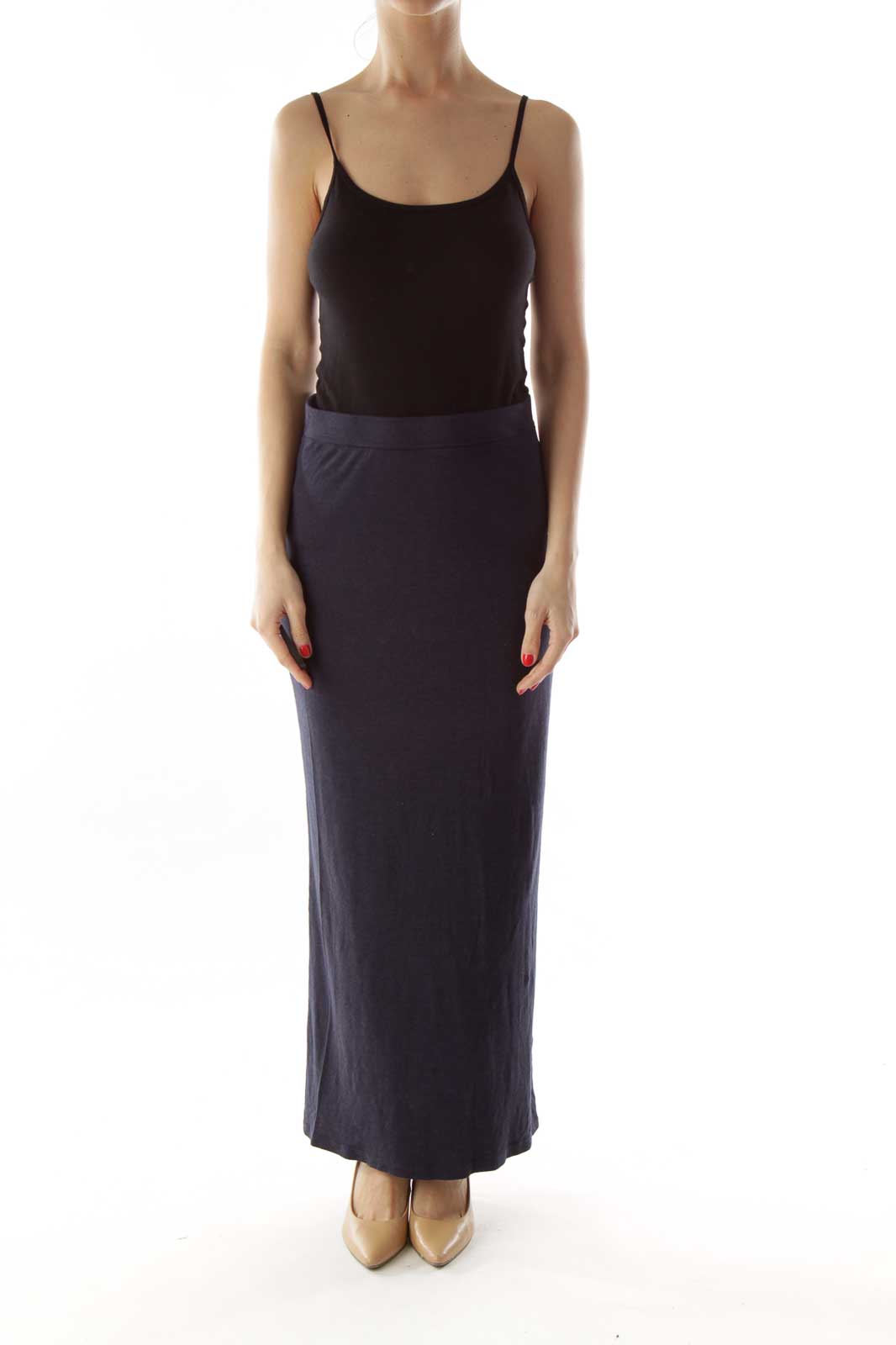 Navy Fitted Maxi Skirt