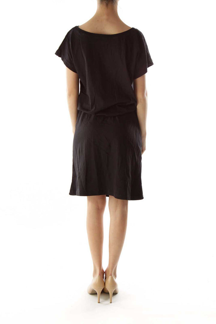 Black Scrunch Waist Day Dress