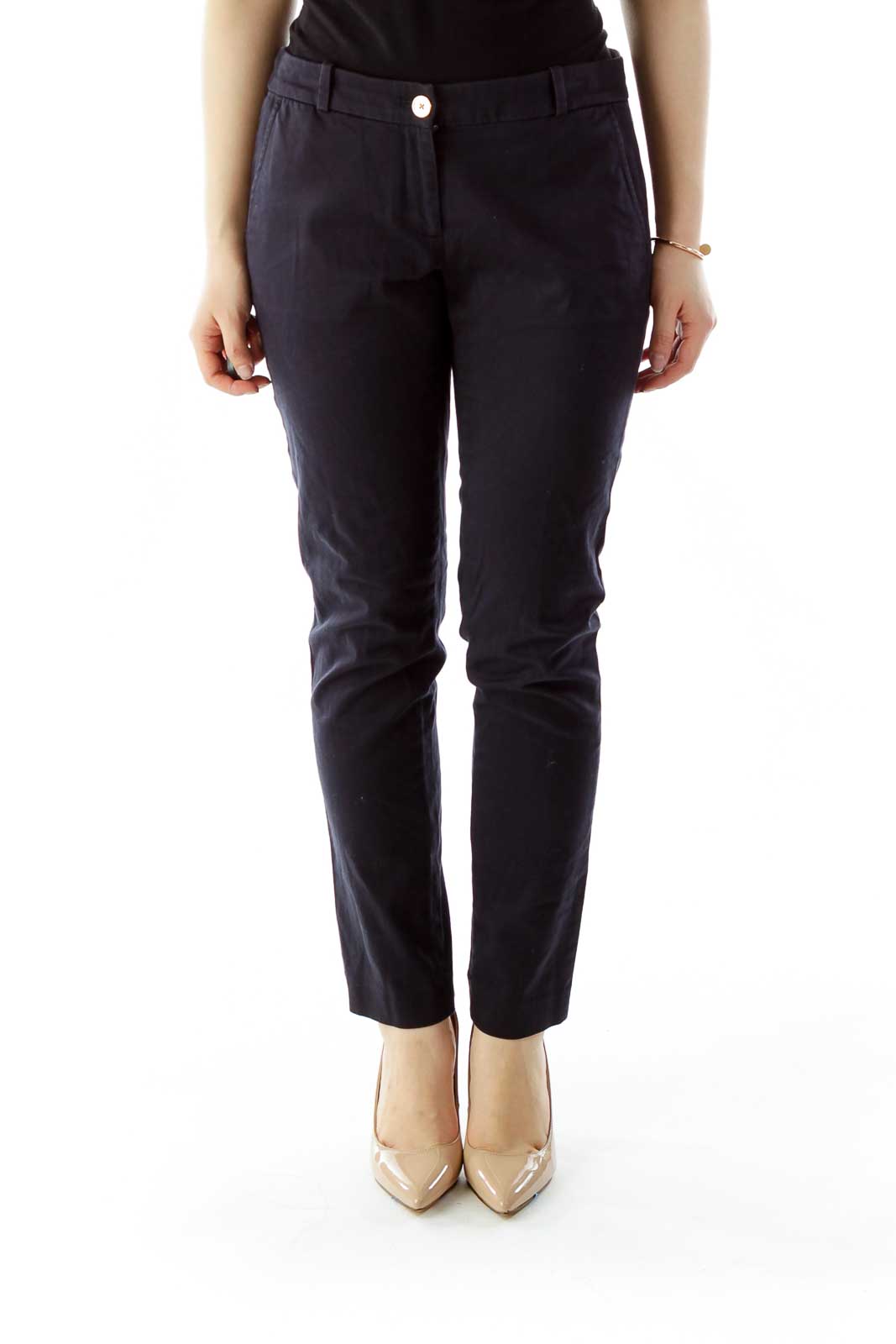 Front view of black MICHAEL Michael Kors slim-fit dress pants