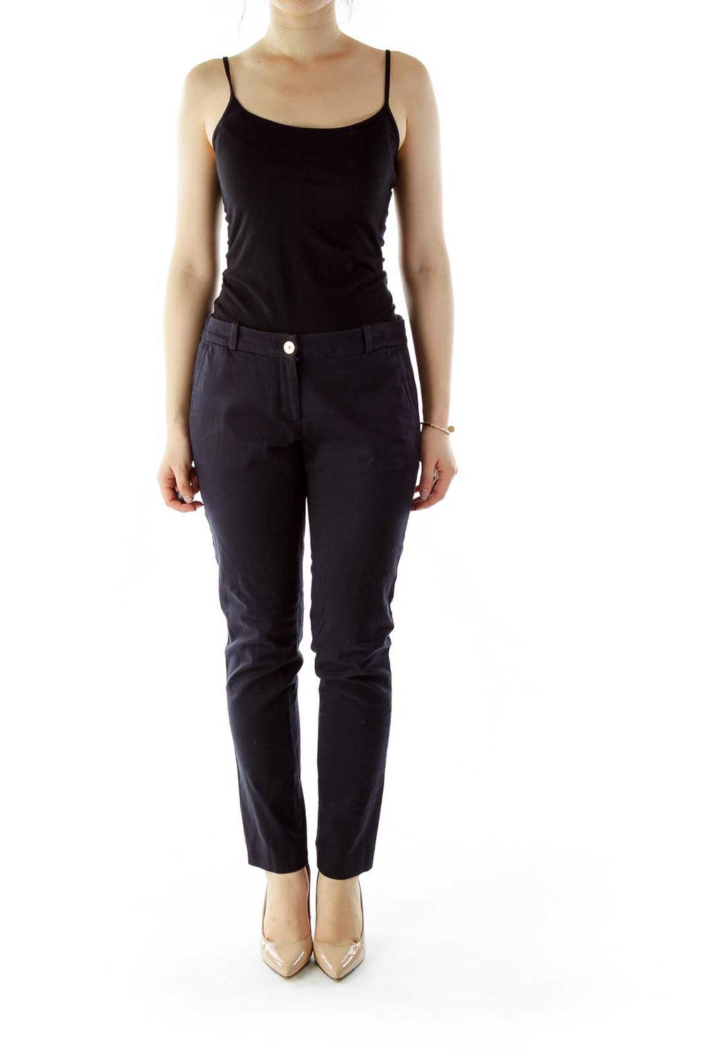 Front view of black MICHAEL Michael Kors slim-fit dress pants