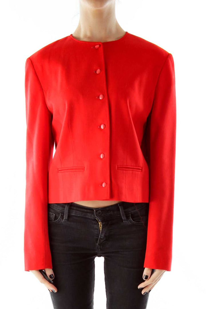 Red Virgin Wool Cropped Jacket