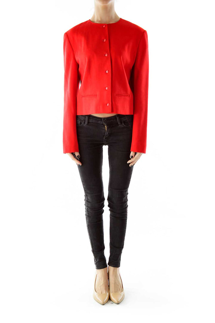 Red Virgin Wool Cropped Jacket