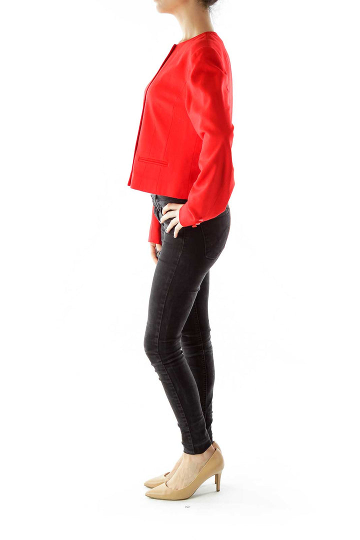 Red Virgin Wool Cropped Jacket