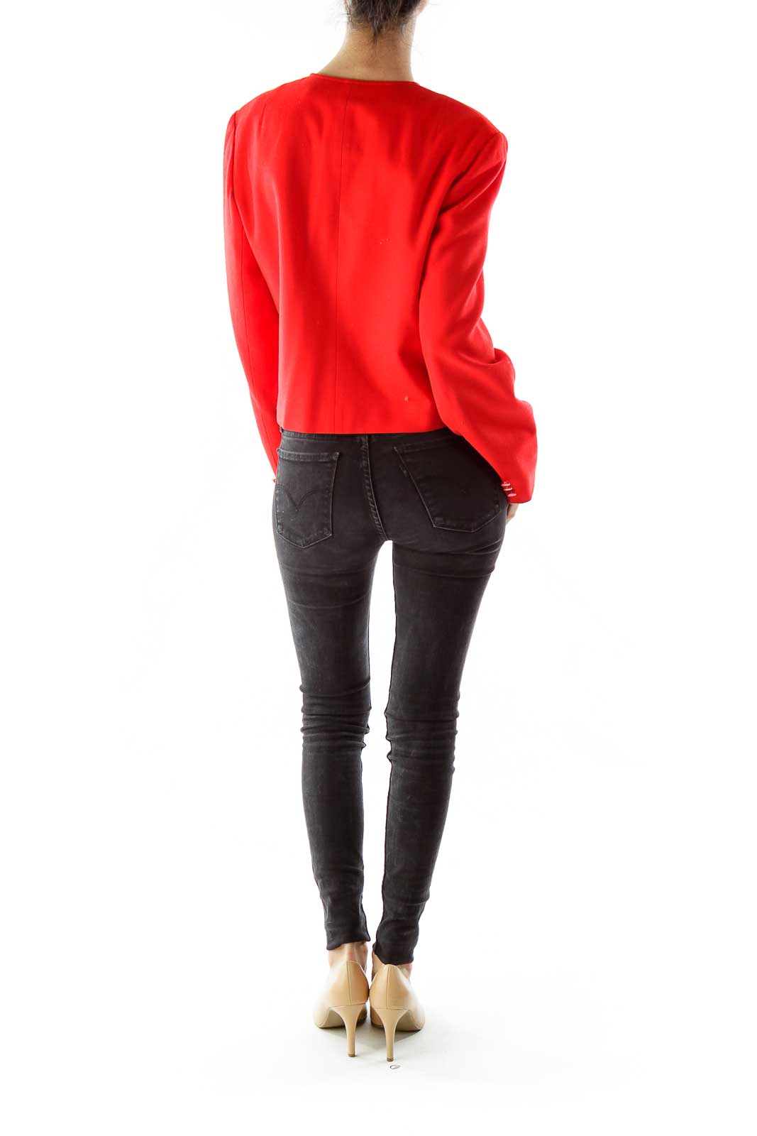 Red Virgin Wool Cropped Jacket