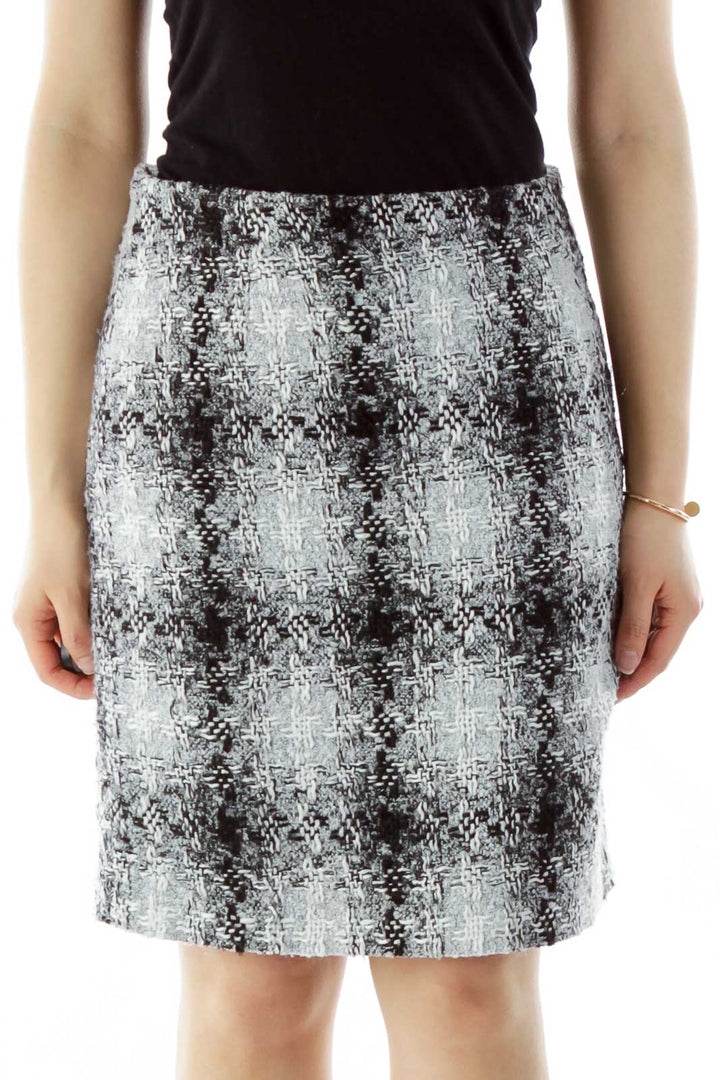 Black Gray Tweed Pencil Skirt