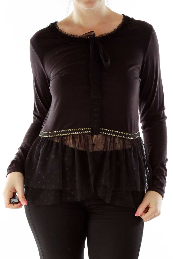 Black Lace Bottom Blouse