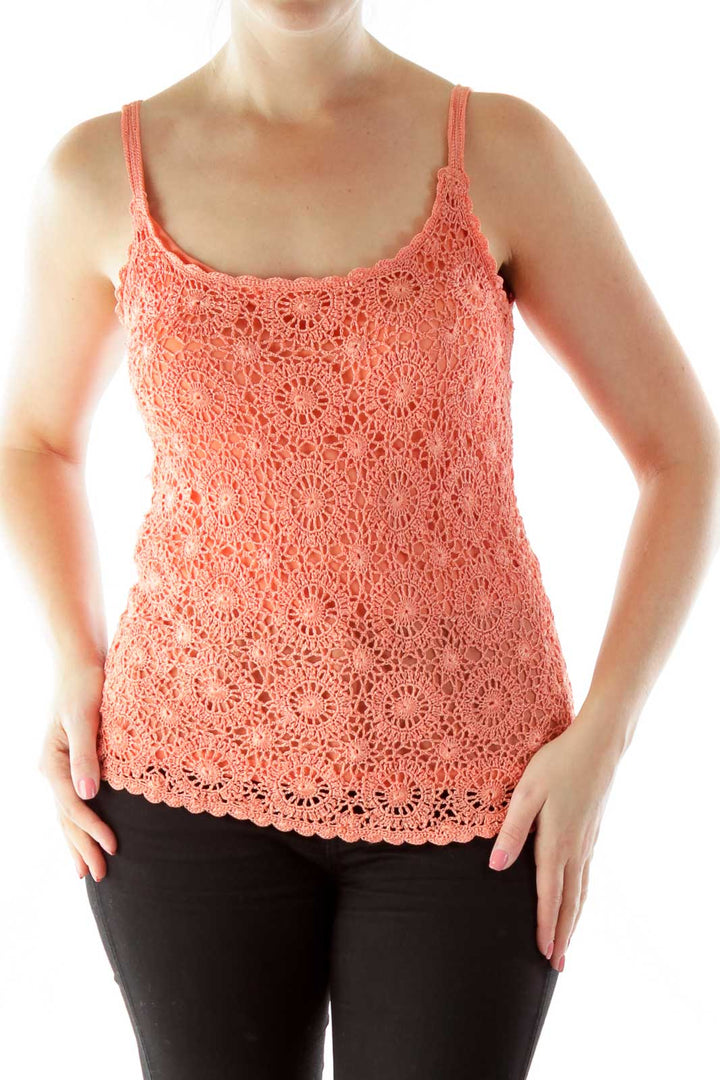 Orange Crocheted Tank Top